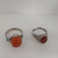 انگشتر نقره اصل با عقیق یمنی ۲ عدد