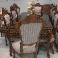 میز غذاخوری ۸ نفره باشیشه رومیز