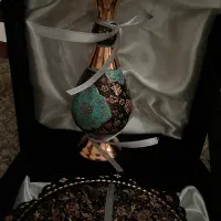 گلدان  و بشقاب فیروزه کاری مس