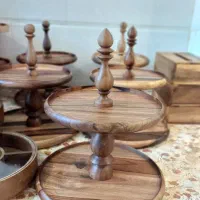 استند دوطبقه چوب گردو