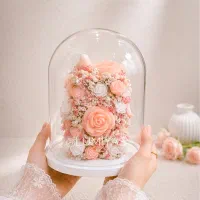 باکس گل شمع شیشه ای جاودان