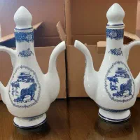 گلاب پاش و شیرینی خوری پایه دار چینی قلم آبی ، نو