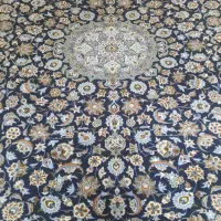 فرش ۱۲ متری دستباف کاشان سورمه ای بکر و سالم