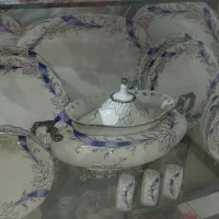 سرویس چینی میکاسای اصل نقره کوب گل برجسته دست ساز