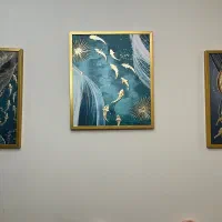 تابلو دکوراتیو سه‌تکه مدرن قاب طلایی سالم و شیک