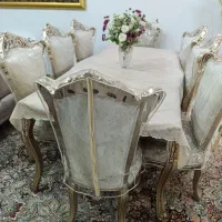 ناهار خوری ۸ نفره چوب راش و پارچه ترک
