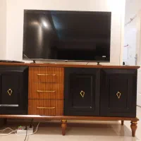 کنسول نئوکلاسیک چوب راش نو نو رنگ مشکی و فندوقی