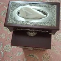 جا دستمال کاغذی و سطل زباله(پایه برنج)