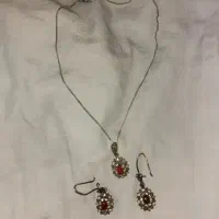 نیم ست نقره نگین عقیق