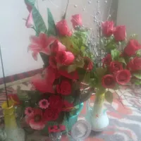 دکوری گل و پارچ شیشی دست ساز