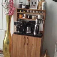 کافی‌بار (میز قهوه) تمام چوب - رنگ گردویی