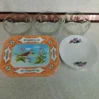 پنج عدد نعلبکی چهار عدد کیک خوری سه تا پیاله