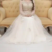 لباس مجلسی عقد عروس سایز ۳۶.۳۸ کار شده