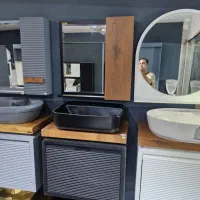 فولست روشویی کابینتی با آینه باکس و کاسه مشکی/کد۹۹