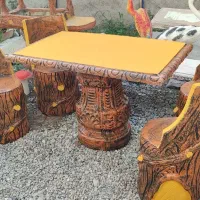 آلاچیق صندلی و میز بتنی طرح چوب و صدفی