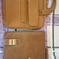 کیف چرمی قهوه ای ۲ عدد