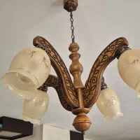 لوستر چوبی چهار شعله