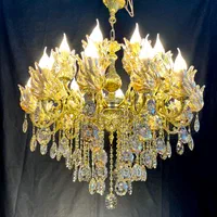 لوستر ۱۵شاخه ۳۰شعله سایز شلوغ برنجی اصلی