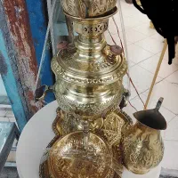 سماور زغالی ۴ لیتری تمام برنجی با سرویس کامل