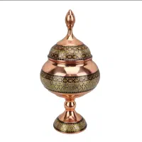 شکلات خوری مسی خاتم کاری پایه دار