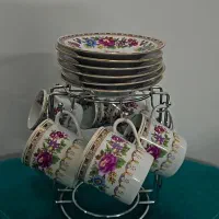 یکدست فنجون نعلبکی گل ترمه قدیمی