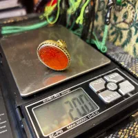 انگشتر نقره عقیق خطی قدیمی