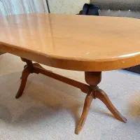 میز ناهار خوری ۶ نفره چوبی با شیشه ۶ میل