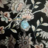 انگشتر فیروزه ای قلم زنی