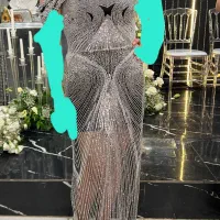 پیراهن مجلسی فول کارشده،درحد نو،مزون دوز