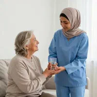 پرستار خانم از سالمند آلزایمری