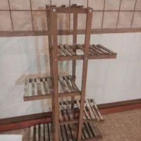 استند پایه گلدان و گل چوبی