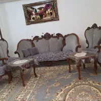 مبل استیل تمام چوب راش و گردو ۷نفره