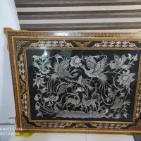 فروش تابلو قلم کاری روی مس با قاب با خاتم کاری