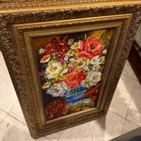 تابلوفرش گل و گلدان دستباف