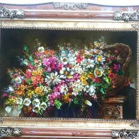 تابلو گل شیفته کد 40 دستبافت و ابریشم دار