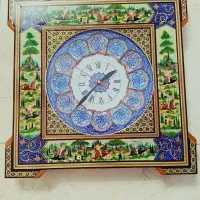 ساعت خاتم کاری با بشقاب وسط مینا کاری کار دست