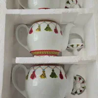 ست قوری چینی سنتی گرد شیردنگ بختیاری