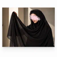 هد شال کرپ حریر کلاه دار دو کاره