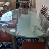 میز غذاخوری شیشه‌ای ۶ نفره، شیک و مدرن