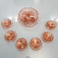 سرویسِ کریستال صورتی عتیقه و اصلِ چکسلواکیِ سابق