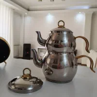 کاری قوری استیل ترک سیلور دسته طلایی