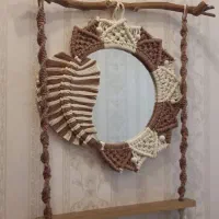 شلف دیواری و آینه مکرومه