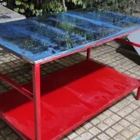 میز ۲ طبقه با رویه استیل