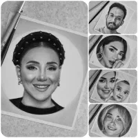 طراحی چهره سیاه قلم