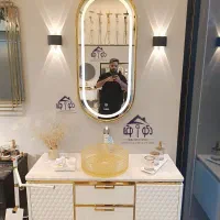 روشویی کابینتی سفید طلایی فولست دکومکور مدل تانیا