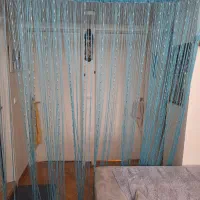 پرده ریسه ای آبی رنگ