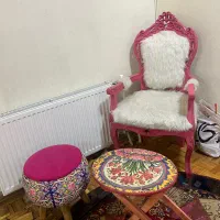 ست صندلی عسلی و پاف دست ساز