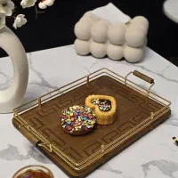 سینی ورساچه چوبی طلایی
