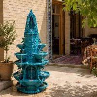 آبنمای سفالی رنگ ثابت خودرو مدل طبقه ای آبشاری