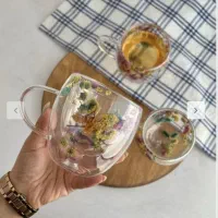 ماگ دوجداره گلدار